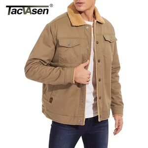 Tacvasen outdoor Jacket Men's Brown Sherpa-Lined Jacket |Size XL